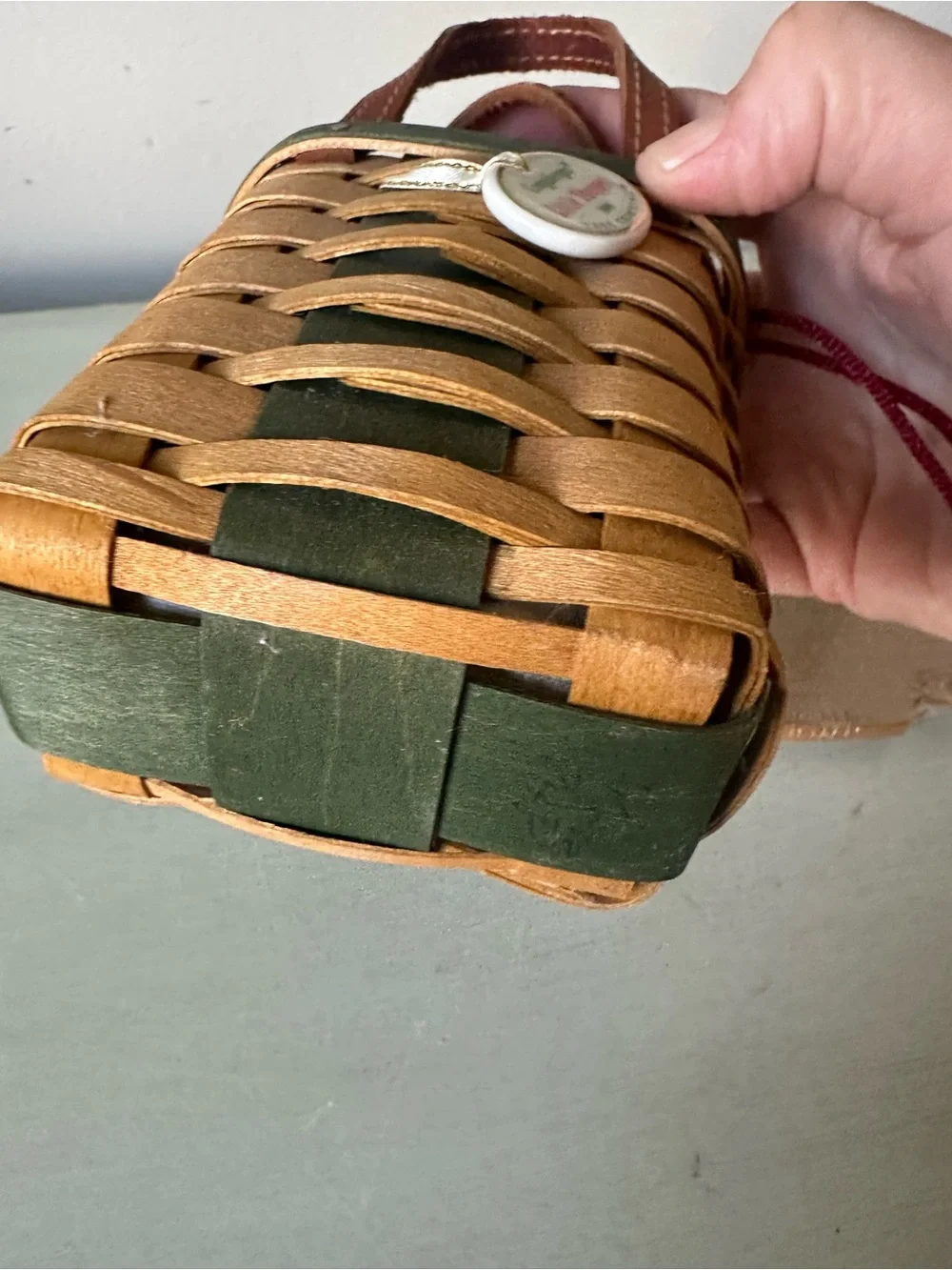 Vintage longaberger tree trimming basket with liner lid tie on little shopper